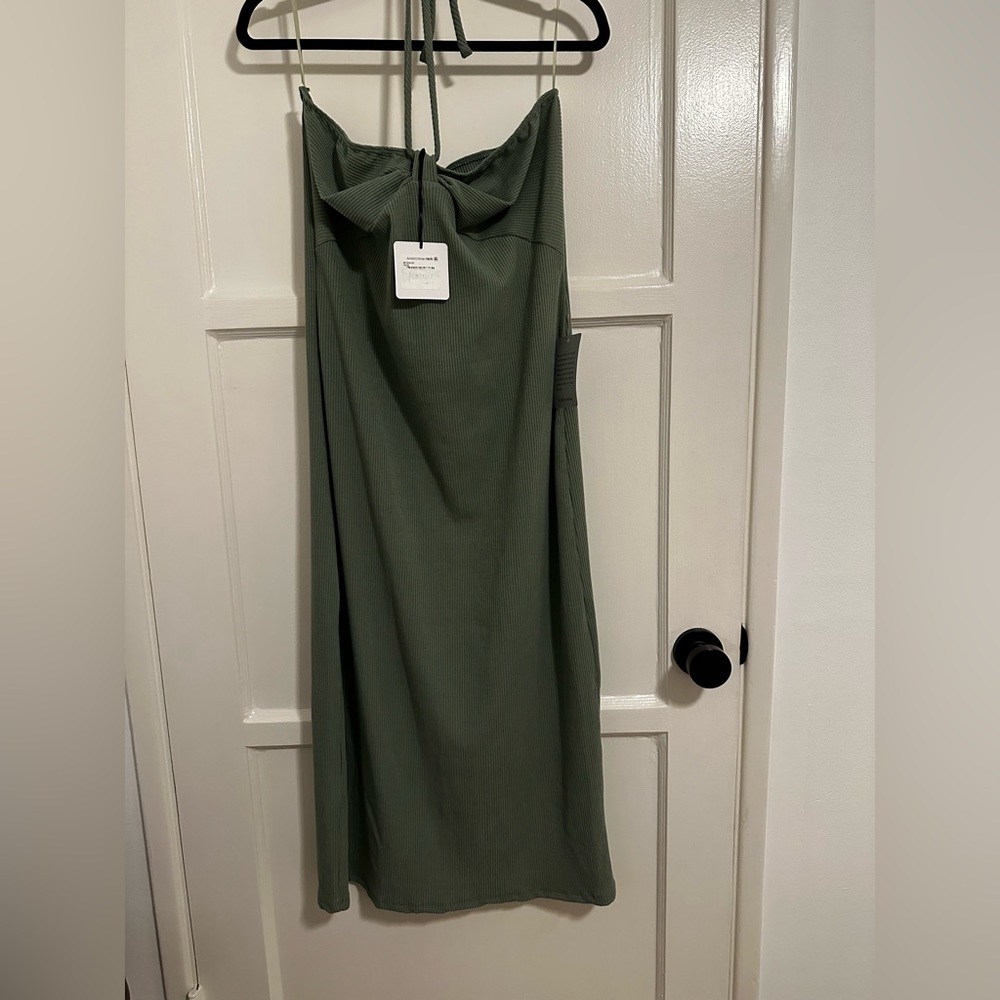 NWT sage green midi halter dress